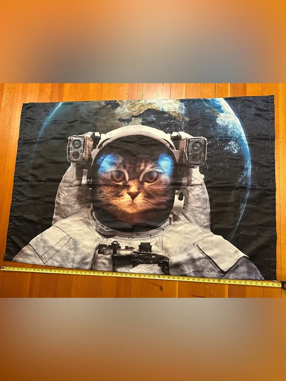 Space Cat Tapestry, Astronaut Cosmonaut space Suit Kitty wall tapestry poster